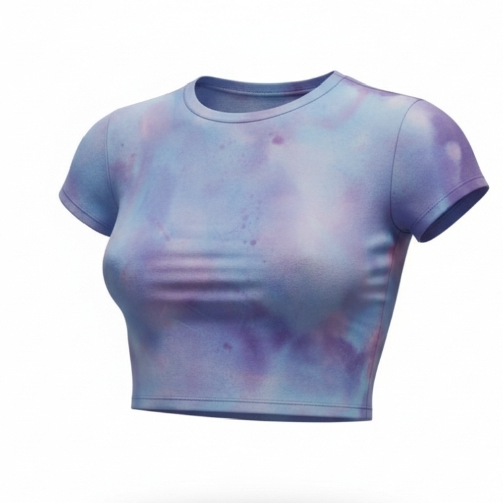 Tie-Dye Purple & Blue XL Crop Tee